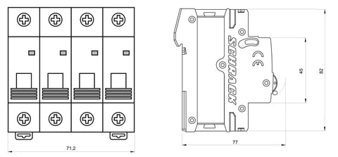 Întreruptor automat modular (MCB) AMPARO 6kA, C 50A, 3P+N
