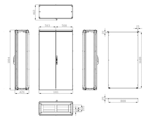 Dulap înseriabil 2 uşă IP54 H=1800 L=1000 A=400 mm