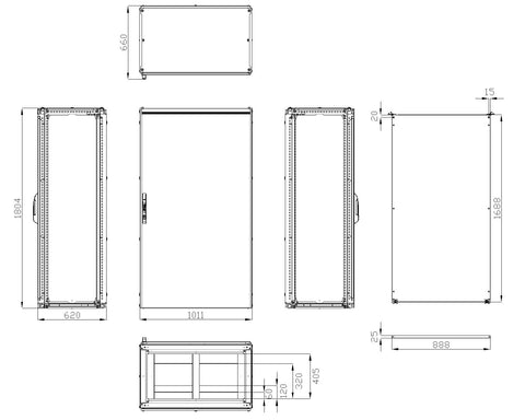 Dulap înseriabil 1 uşă IP55 H=1800 L=1000 A=600 mm