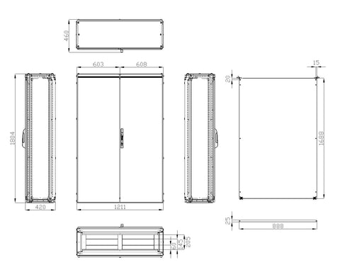 Dulap înseriabil 2 uşă IP54 H=1800 L=1200 A=400 mm