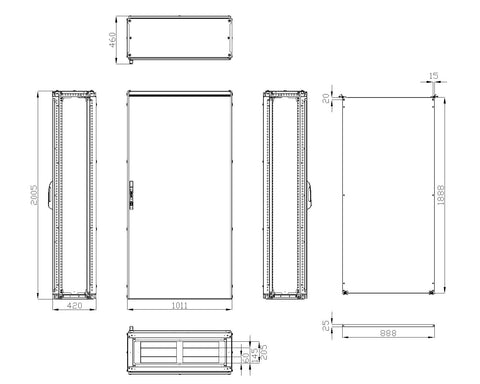 Dulap înseriabil 1 uşă IP55 H=2000 L=1000 A=400 mm