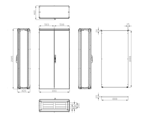 Dulap înseriabil 2 uşă IP54 H=2000 L=1000 A=400 mm