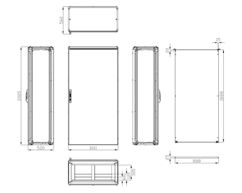 Dulap înseriabil 1 uşă IP55 H=2000 L=1000 A=500 mm