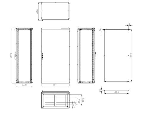 Dulap înseriabil 1 uşă IP55 H=2000 L=1000 A=600 mm