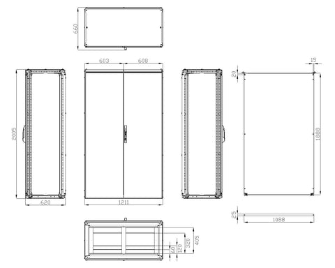 Dulap înseriabil 2 uşă IP54 H=2000 L=1200 A=600 mm