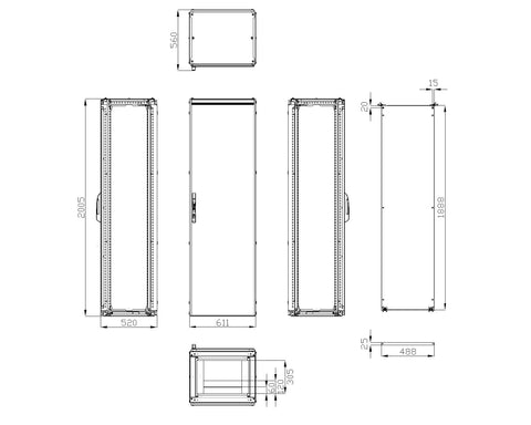 Dulap înseriabil 1 uşă IP55 H=2000 L=600 A=500 mm