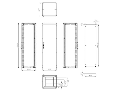 Dulap înseriabil 1 uşă IP55 H=2000 L=600 A=600 mm