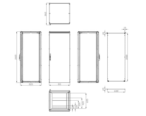 Dulap înseriabil 1 uşă IP55 H=2000 L=800 A=800 mm