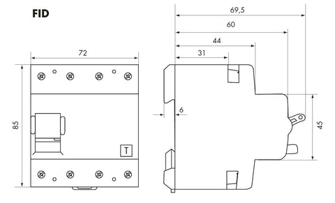 Residual current curcuit breaker 125A, 4-pole, 30mA, type A