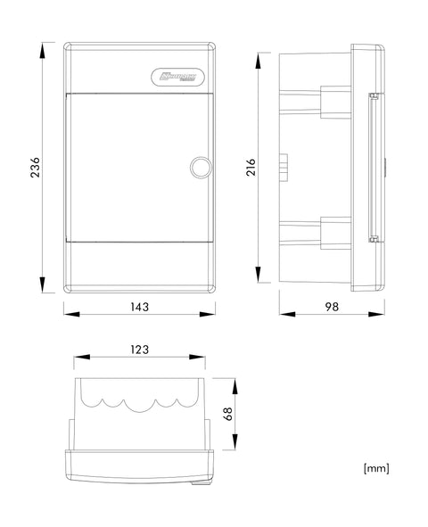 Flush-mounted enclosure 1-row, 4MW, for partition wall