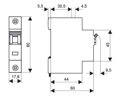 Miniature Circuit Breaker (MCB) DC-B6/1, 40° C, 10kA