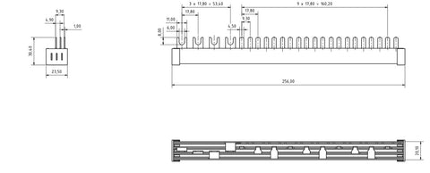 Busbar, 1xRCCB 4-pole, 10 MCB 1+N/1MW, 14MW