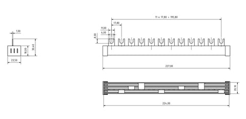 Busbar, 1xRCCB N+3, 4xMCB N+1 12MW