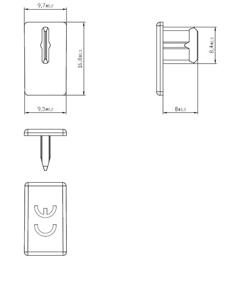 Busbar end-cap 2-pole, 16mm²
