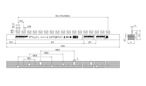 Bareta furca 4P L1, N/L2, N, L3, N 16mm², 1m