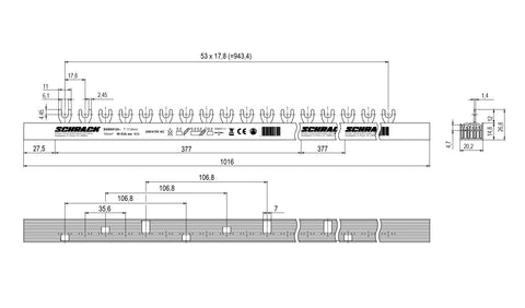 Bareta furca 4P L1, N/L2, N, L3, N 10mm², 1m