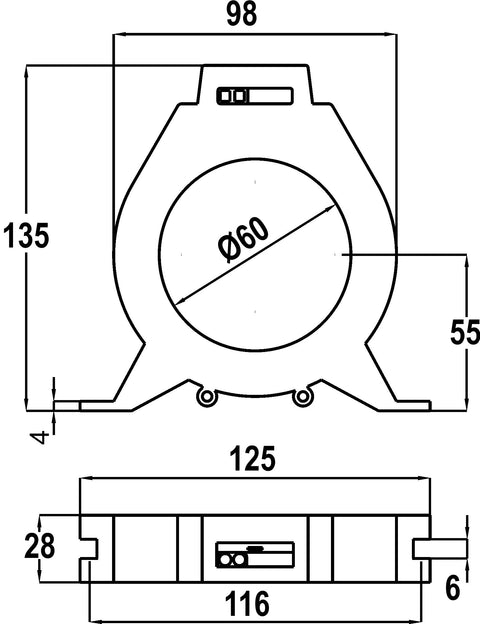 Transformator pentru releu diferențial tip A, diametru 60mm