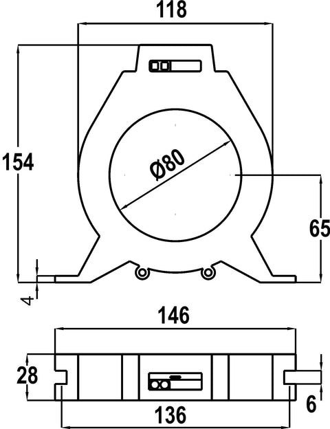 Transformator pentru releu diferențial tip A, diametru 80mm
