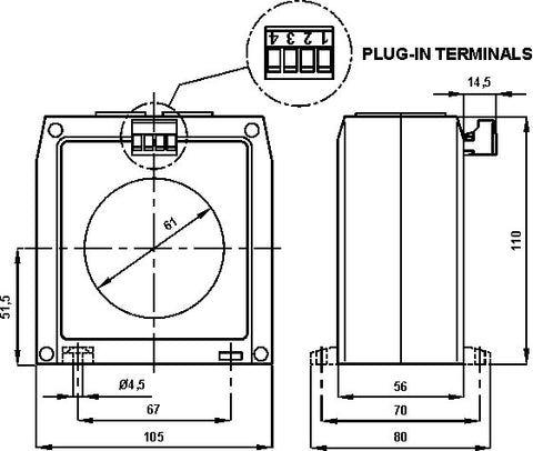 Transformator pt.releu diferențial tip B, 30-300mA, D=60mm