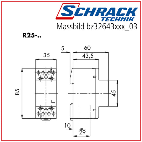 Contactor modular (2UH) 25A, 4NÎ, 24Vca&cc