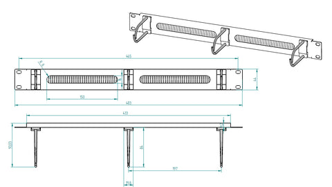 Organizator cabluri 19",1U,3 in plastic RAL7035 Gri