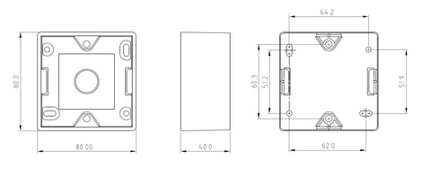 Doză PT pentru HSEDx2UWxx, H=42mm, RAL 9010