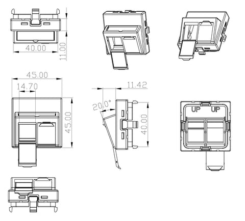 Rama dubla 45x45 inclinata pentru 2 module RJ45