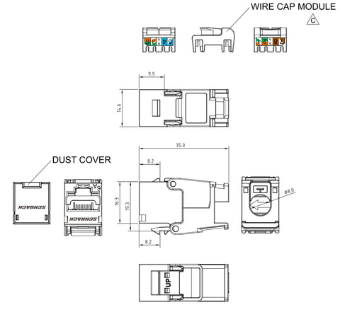 Modul TOOLLESS LINE RJ45 ecranat, Cat.6a 10GB (SFB)