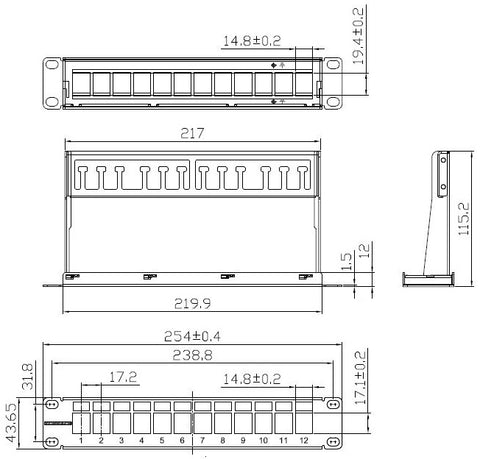 Patchpanel 10" gol pt.12 module Keystone
