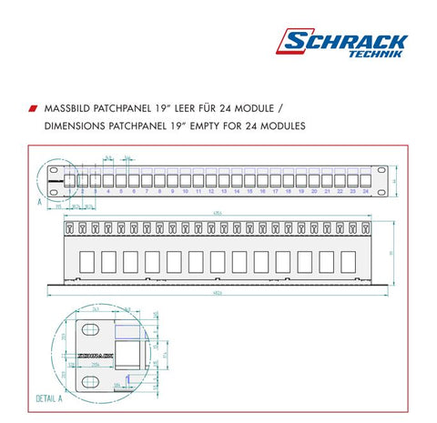Patchpanel 19" 24 porturi(SFA)(SFB) goale,1UH,RAL7035,scurt