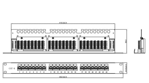 Patchpanel Cat.6 neecranat 24xRJ45U RAL7035