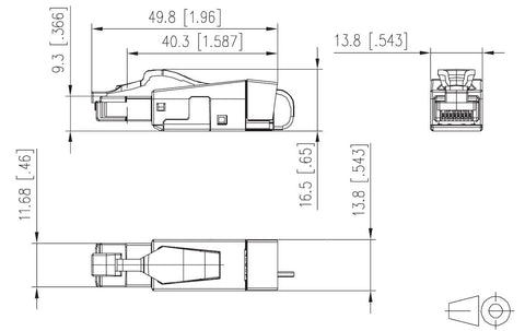 Conector industrial IP20 RJ45G Cat.6a pt. AWG22
