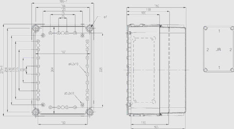 Cuvă din policarbonat cu flanşe preştanţate, 280x190x100mm