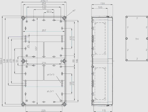 Cuvă din plastic cu flanşe preştanţate, 560x280x100mm