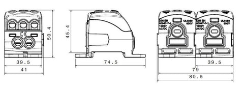Main branch terminal,1-p., 220A, 1x70 + 2x25 +  3x16mm²