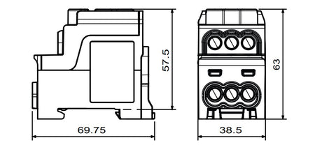 N branch terminal, 1-p.,192A, in. 35+70mm², out.6x16mm²