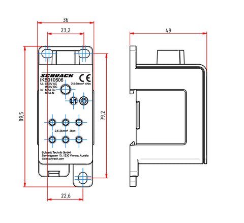 Clemă derivaţie Al 125A, 1x50mmp, 6x25mmp
