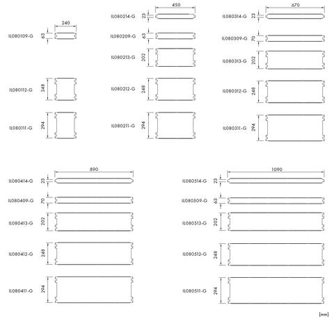 Placă de montaj 4PC-202, 890x202x13mm, H=5 module