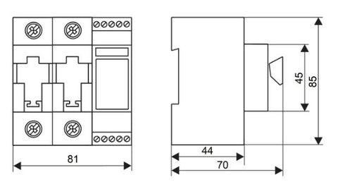 TYTAN, 2-pole, 63A, D02 + fuse monitoring, 24-60VDC