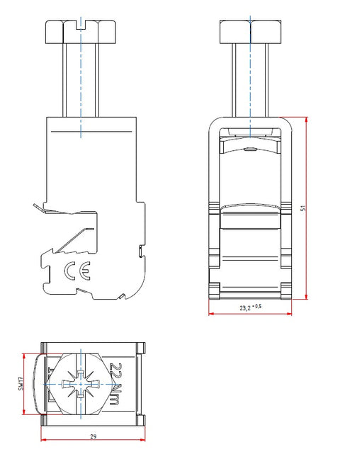 Terminal conductor aluminiu-cupru 16 -120mm² / 10mm