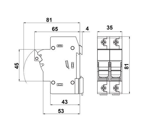 Separator modular pentru portfuzibile 10x38 2p 32A