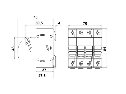 Separator modular pentru portfuzibile 10x38 3p+N 32A