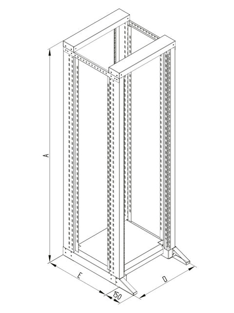 Ramă dublă profil 19", L=616 x H=2031 x A=700, 42U