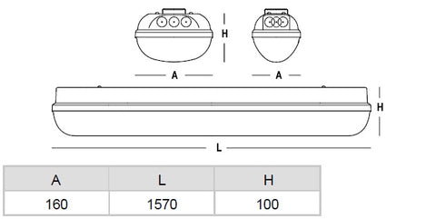 LINDA LED PC 2x24W, 4000K, 7399lm, IP65, SK II gri,L=1270mm