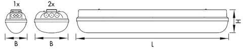 LINDA LED PC 1x24W, 4000K, 3802lm, IP65, SK II gri,L=1270mm