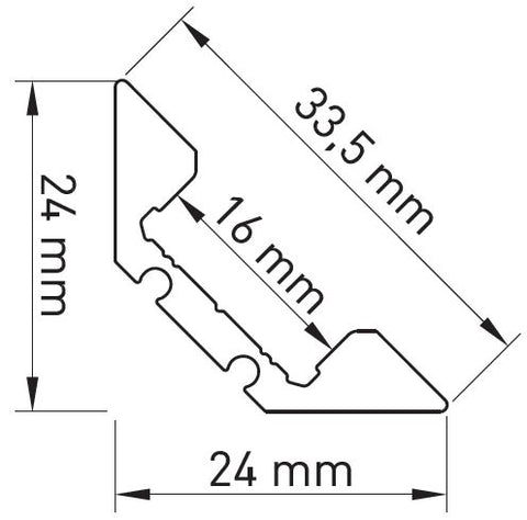 Profil aluminiu LBE, L-2000mm B-25mm H-25mm