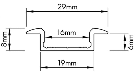Profil aluminiu LBU, L-2000mm W-29mm H-8mm