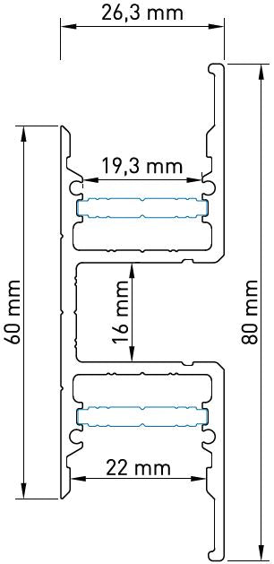Profil aluminiu TBW, L-2000mm B-26,3mm H-80mm