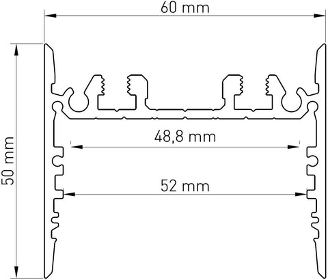 Profil aluminiu SLR, L-2000mm B-60mm H-50mm