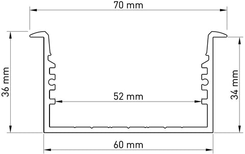 Profil aluminiu SLI, L-2000mm B-60mm H-36mm